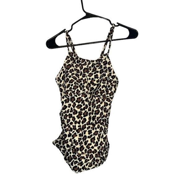 Kona Sol Tan & Black Leopard Animal Print Beachy Padded Tankini Women Sz M - Picture 1 of 11